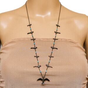 Vintage Sterling Silver Lost Wax Cast Handcrafted Fetish Birds Necklace